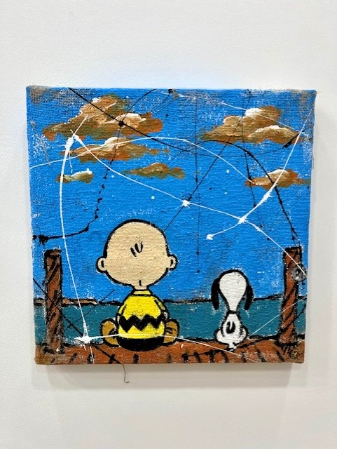 chiarlie brown dipinto su juta cornici Mita