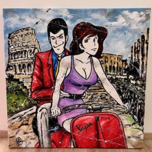 lupin vacanze romane dipinto su juta cornici Mita